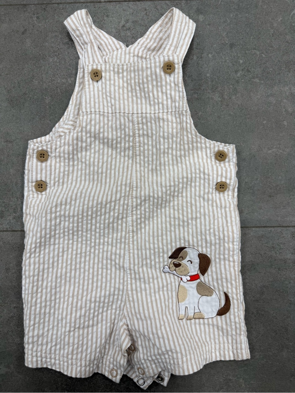 Baby Boy Puppy Romper 18M Beige Stripe
